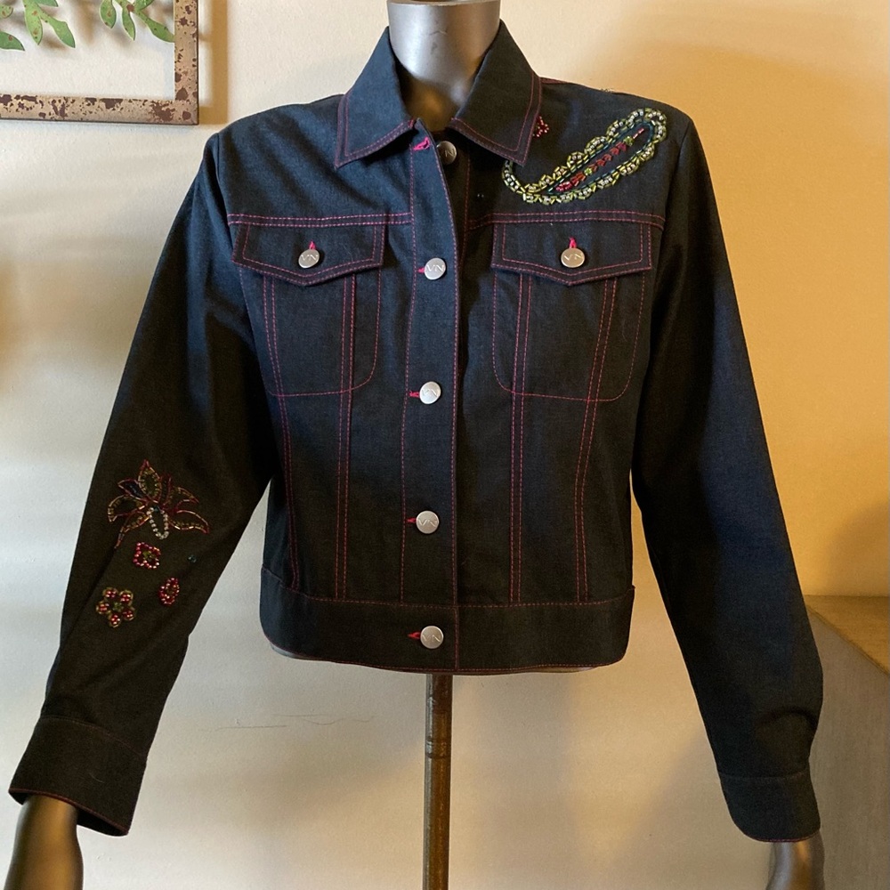 Vintage Votre Nom jean jacket with beadwork.